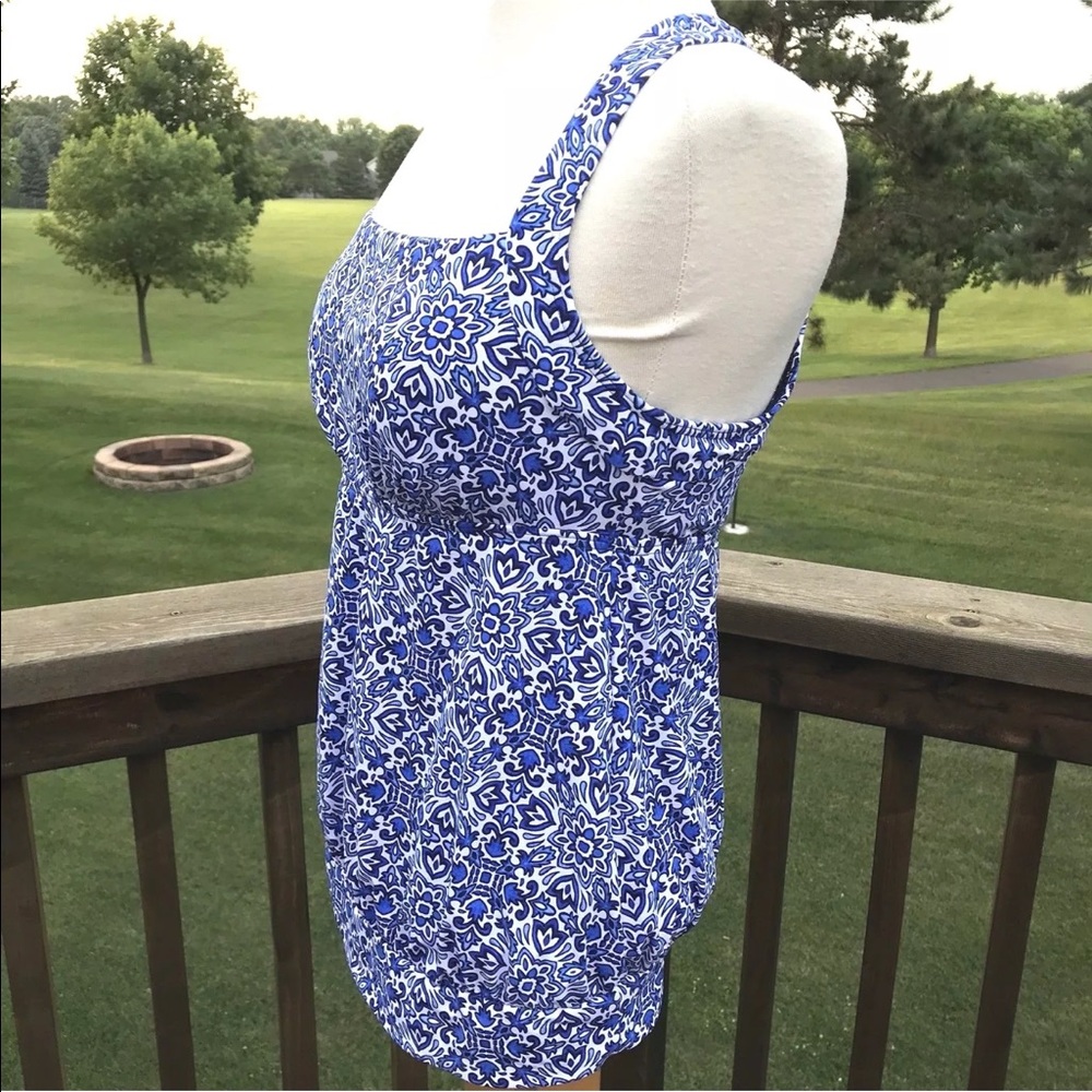 Lands End Tankini Swimsuit RB Top Blouson Blue 4 - Picture 8 of 8
